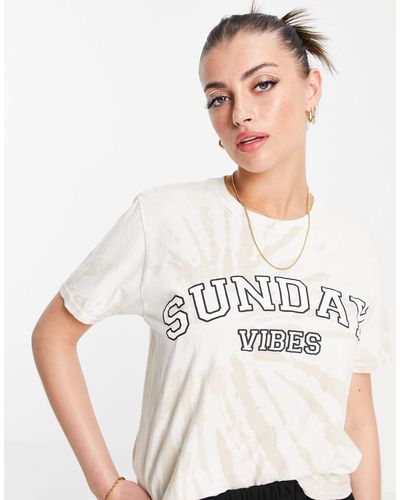 River Island Sunday Vibes - Boyfriend T-shirt Met Slogan En Tie-dye - Meerkleurig