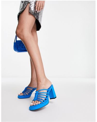 Glamorous Caged Heeled Sandals - Blue