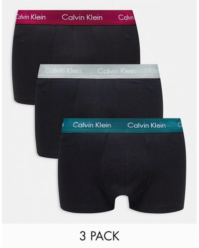 Calvin Klein – 3er-pack elastische baumwoll-unterhosen - Schwarz