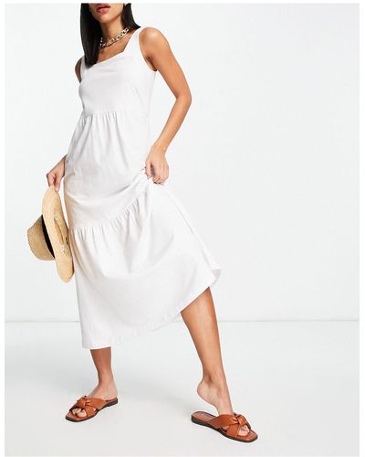 Urban Classics Aangerimpelde Mouwloze Midi-jurk - Wit