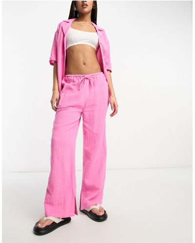 ASOS Cheesecloth Pull On Pants - Pink
