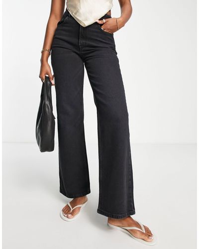SELECTED Femme – alice – jeans aus baumwolle mit weitem bein - Schwarz