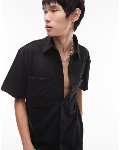 TOPMAN Premium Oversized Modal Jersey Shirt - Black