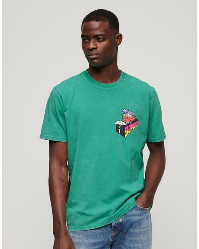 Superdry Print-Shirt SD-NEON TRAVEL CHEST LOOSE TEE - Grün