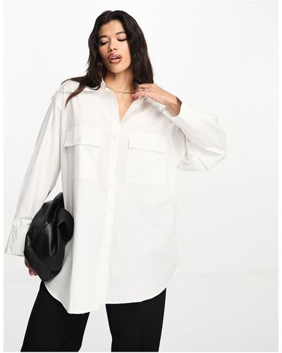 ASOS Oversized Shirt With Wide Cuff Detail - White