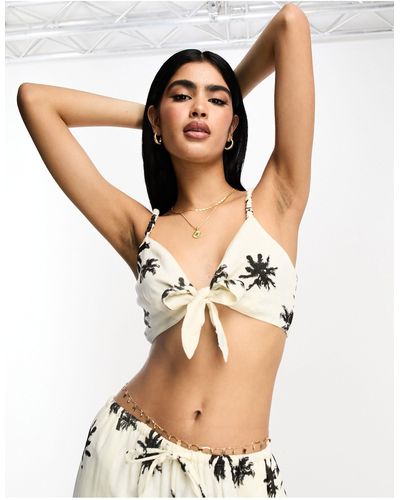 ASOS Cheesecloth Tie Front Bralette - Multicolour