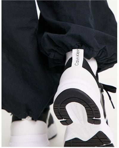 Calvin Klein Monogram Logo Retro Tennis Sneakers - Black