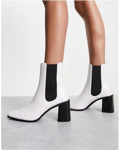 Raid Kennedi Mid Heel Chelsea Boots - White