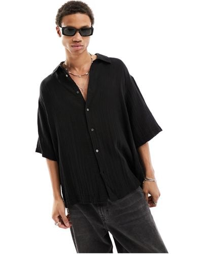 Weekday Oversized Short Sleeve Shirt - Black