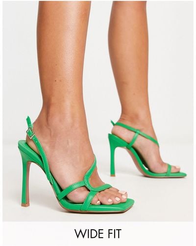 ASOS Wide Fit Nydia Asymmetric Barely There Heeled Sandals - Green