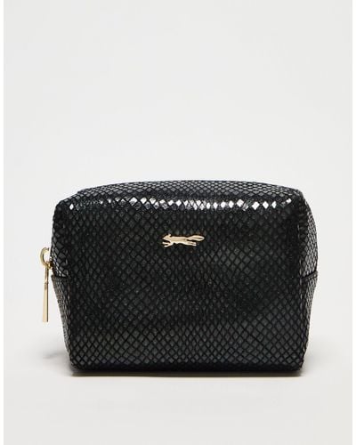 Paul Costelloe Leather Python Print Cosmetic Pouch - Black