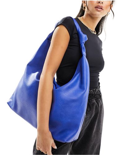 Glamorous Knotted Strap Pu Tote Bag - Blue