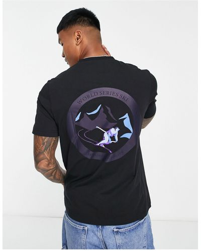 Farah Reggie - t-shirt à imprimé graphique sur le devant et au dos - exclusivité asos - Bleu