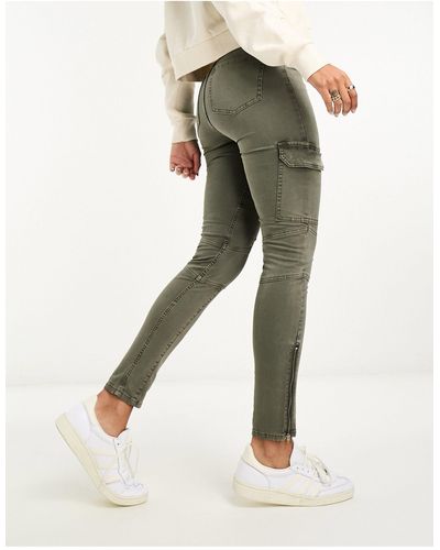 Miss Selfridge Jeans skinny cargo color kaki - Neutro