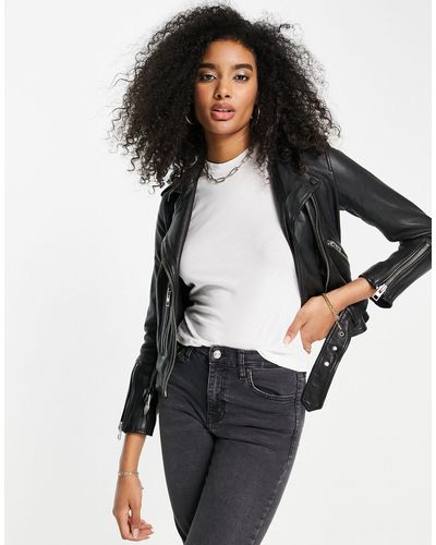 AllSaints Balfern - Aansluitend Leren Bikerjack - Zwart