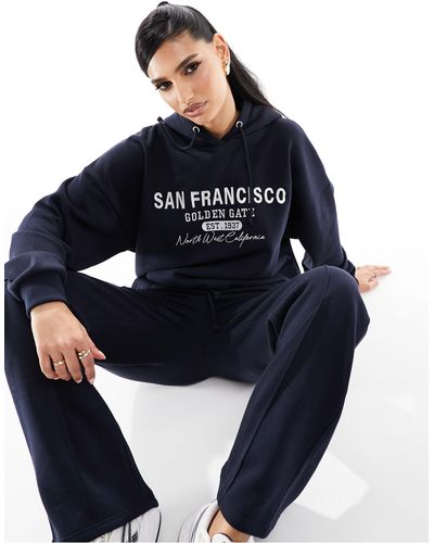 In The Style X Perrie Sian Exclusive San Francisco Embroidered Hoodie - Blue