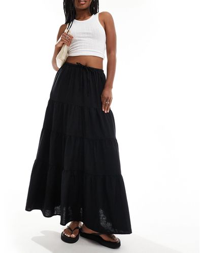 Cotton On Haven Tiered Maxi Skirt - Black