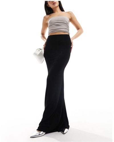 ASOS Textured Slinky Fishtail Maxi Skirt - Black