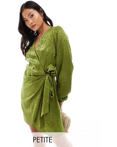 Never Fully Dressed Petite Vienna Jacquard Satin Mini Dress - Green