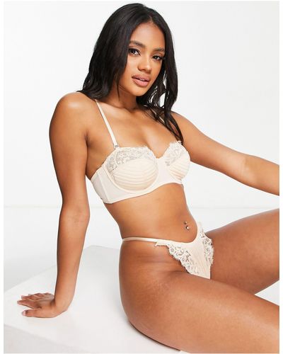 We Are We Wear Nylon Blend And Lace Multiway Underwired Bra - Brown