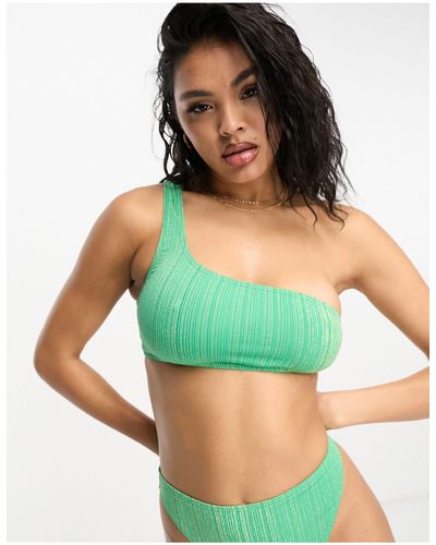 South Beach One Shoulder Bikini Top - Green