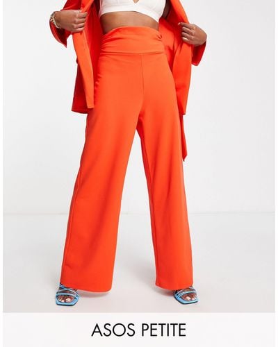ASOS Asos Design Petite Jersey Suit Super High Waist Wide Leg Pants - Red