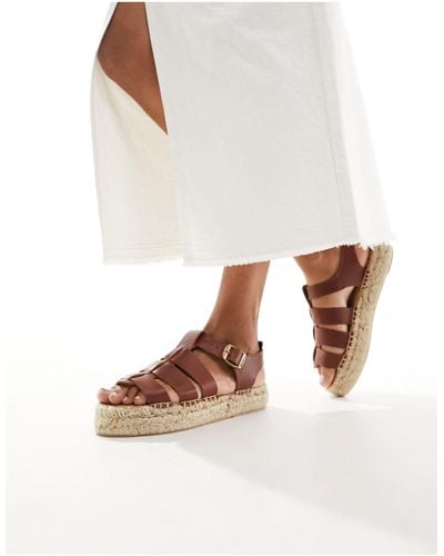 Barbour Leather Strap Espadrille Sandals - White