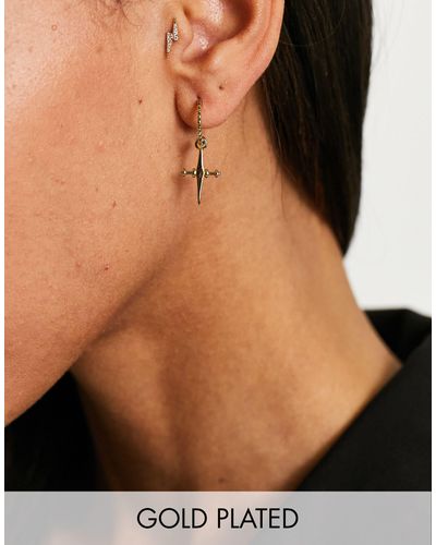 Luv Aj 14k Plated Mini Cross Hoop Earrings - Brown