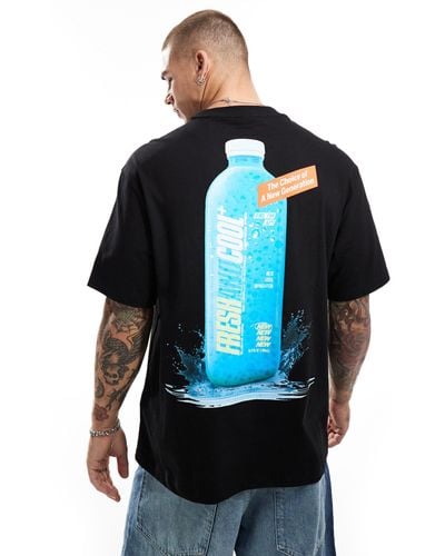 Bershka T-shirt avec imprimé bouteille au dos - Bleu