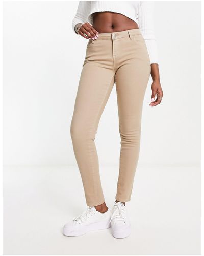 Morgan Jeans skinny a vita bassa color cammello - Bianco
