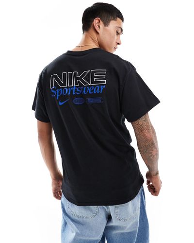 Nike Camiseta negra con estampado gráfico en la espalda - Azul