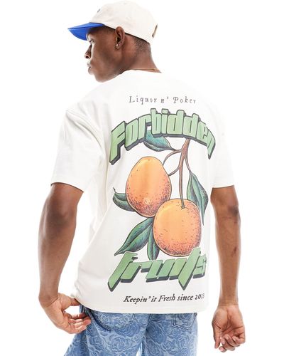 Liquor N Poker Oversized T-shirt With Fruit Back Print - Green