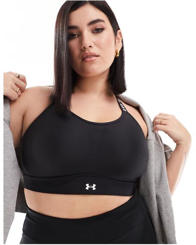 Under Armour Plus Crossback Covered Mid Support Sports Bra - Black