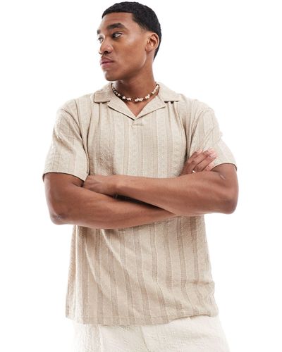 ASOS Relaxed Polo With Revere Collar - Natural