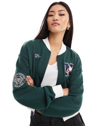 Nike Varsity Patchwork Bomber Jacket - Green