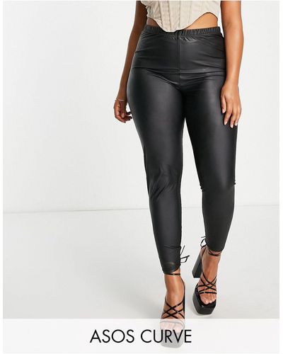 ASOS Asos Design Curve Leather Look leggings - Black
