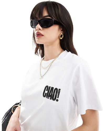 ASOS Regular Fit T-shirt With Ciao Chest Graphic - White