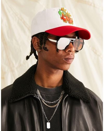 ASOS Snapback Cap With Cherry Flame Embroidery - Multicolour