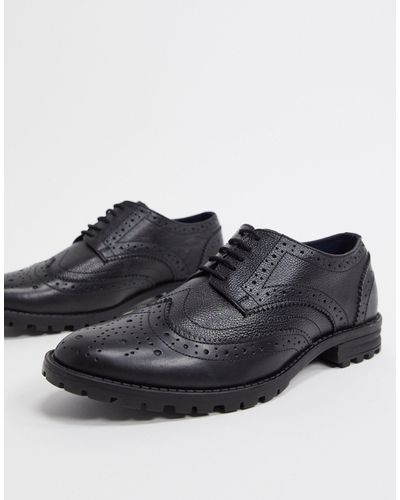 Redfoot Chaussures richelieu en cuir à semelles chunky - Noir