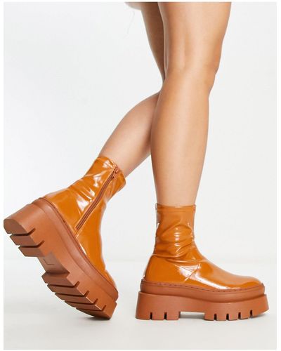 ASOS Atlas Chunky Sock Boots - Orange