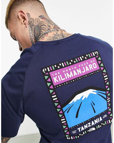 The North Face Faces - T-shirt Met 'kilimanjaro' Print Op - Blauw