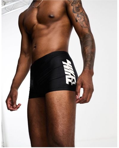 Nike Tight Performance Graphic Print Swim Trunks - Black