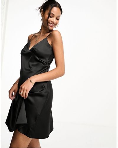 Miss Selfridge Going Out Cami Satin Slip Mini Dress - Black