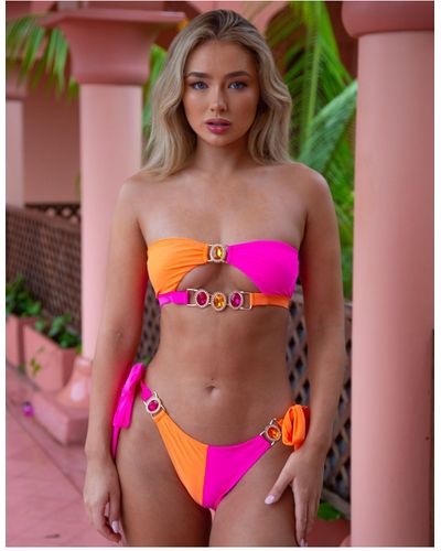 Moda Minx X Amber Jepson Bandeau Bikini Top - Pink