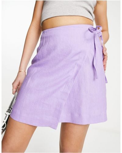 & Other Stories Linen Wrap Mini Skirt - Purple