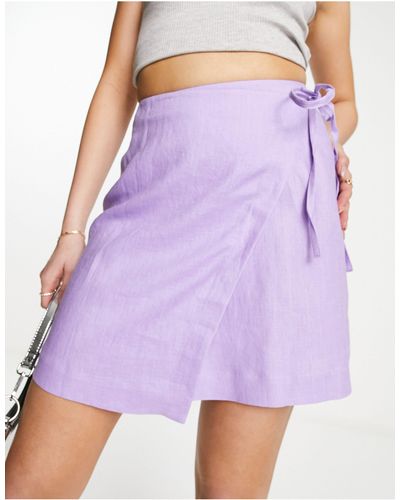 & Other Stories Mini-jupe portefeuille en lin - lilas - Violet