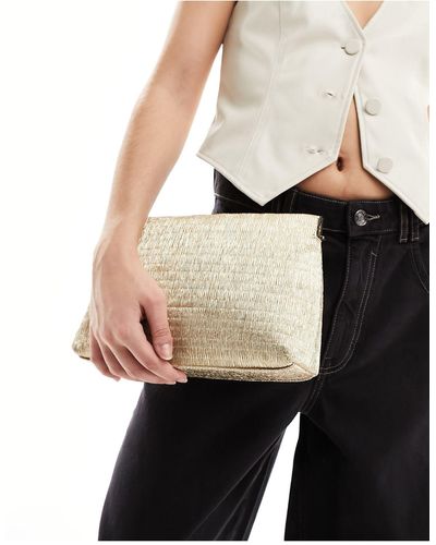 ASOS Metallic Textured Zip Top Clutch Bag - Black