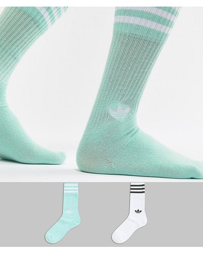 adidas Originals 2 Pack Crew Socks In Mint Dh3362 - Green