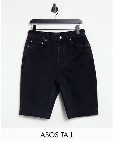ASOS Asos design tall – lang geschnittene jeans-shorts im 90er-stil aus baumwollmix - Schwarz