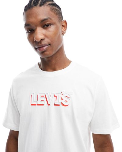 Levi's – t-shirt mit headline-logo - Weiß